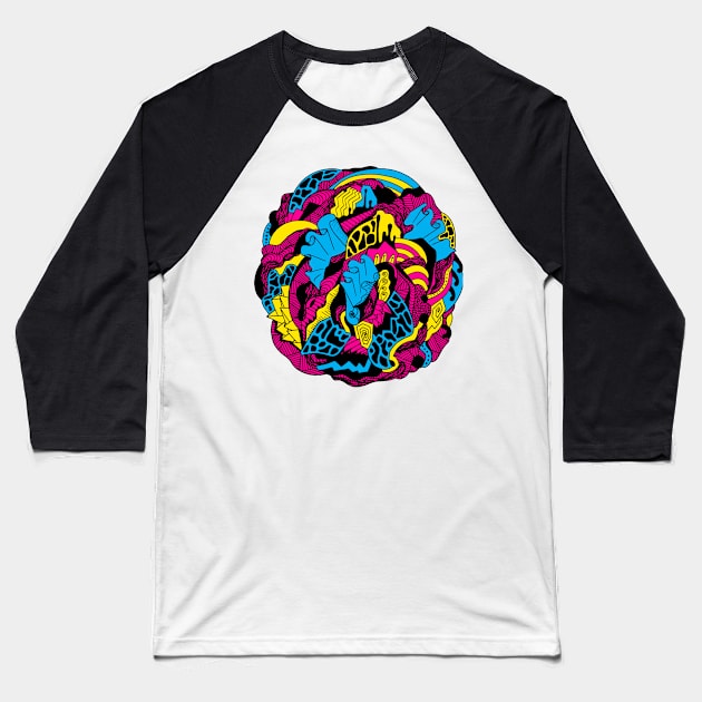 CMYK Abstract Wave of Thoughts No 1 Baseball T-Shirt by kenallouis